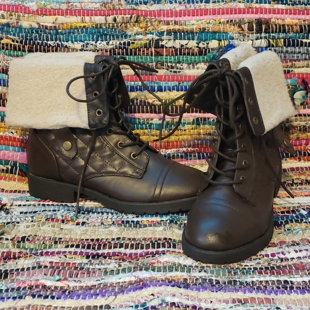 JustFab Brown Combat Boots